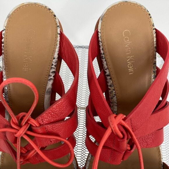 Calvin Klein Panelope Toscana Wrap Ankle‎ Strapping Heeled Open Toe Sandals 8 - Picture 6 of 12